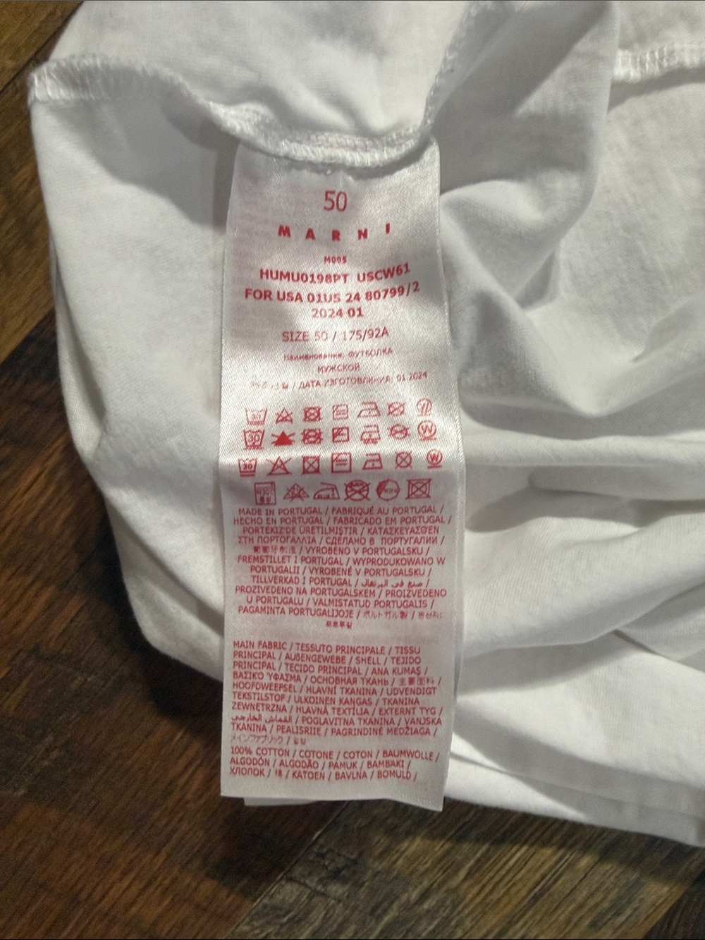 MARNI Lily White Gingham Logo Graphic Cotton T-Shirt Size 50/US Large - Picture 4 of 9